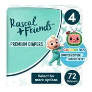 Rascal + Friends Diapers CoComelon Edition Size 4, 72 Count (Select for More Options)