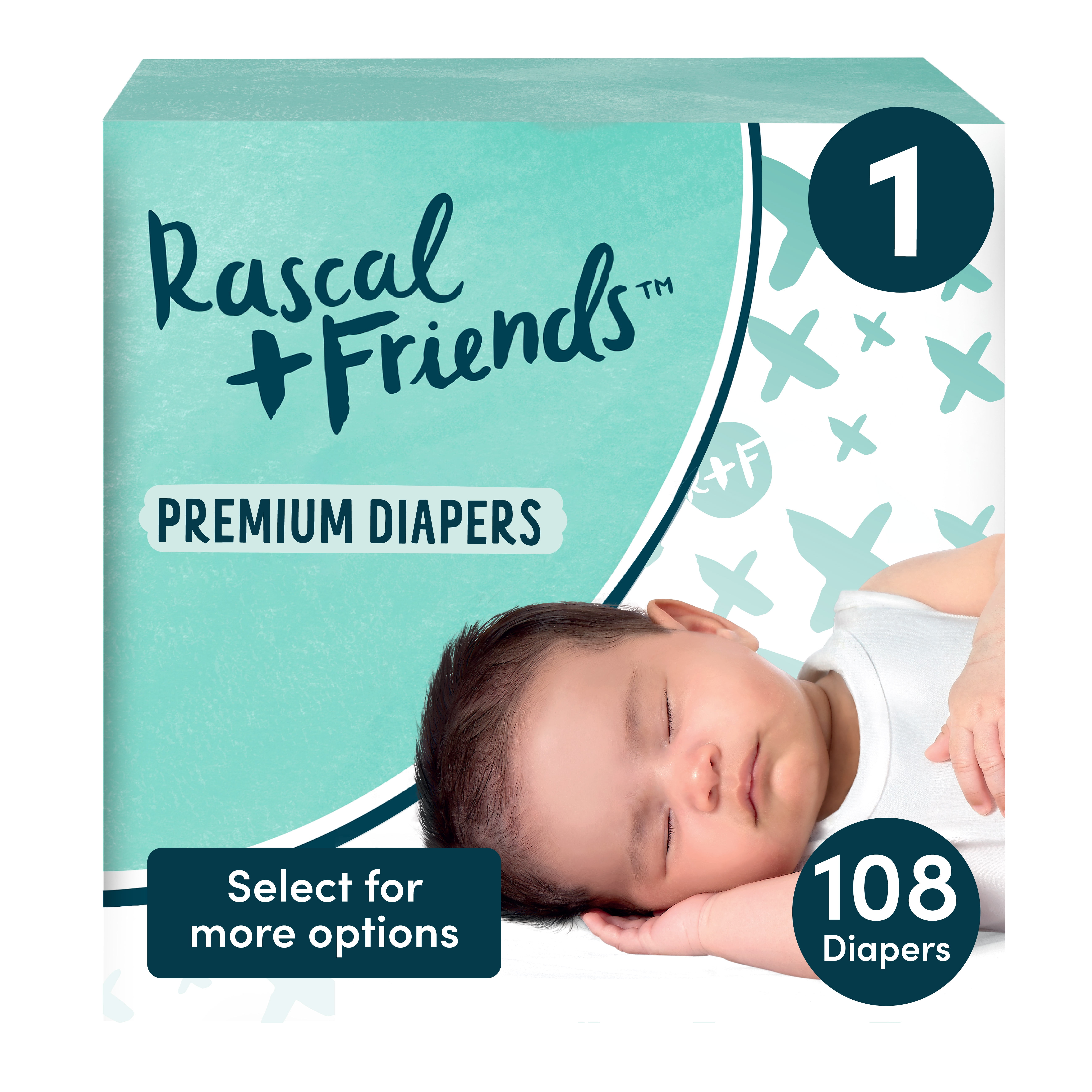 Rascal + Friends Premium Diapers, Size 1, 108 Count (Select for More  Options)