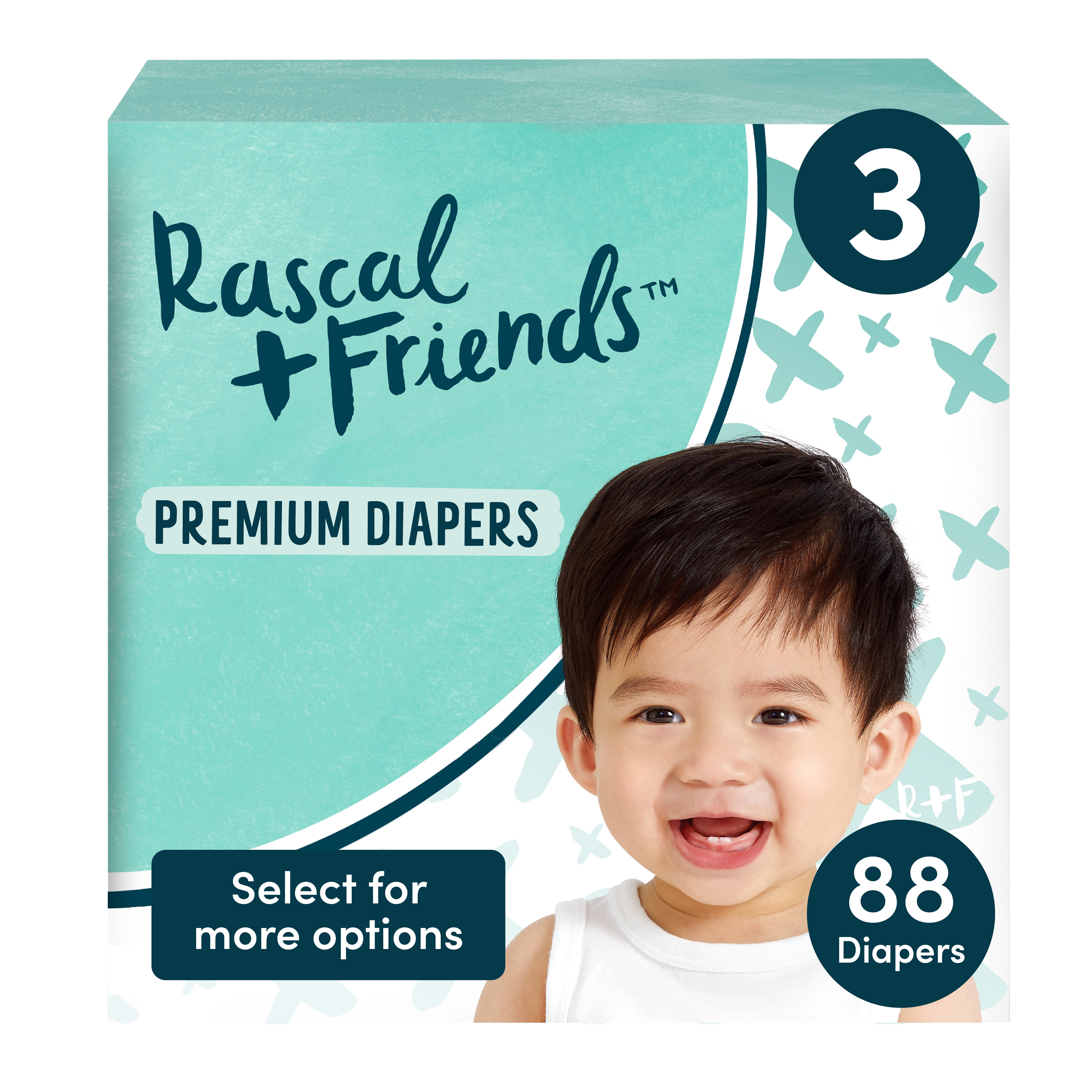  Rascal + Friends Premium Diapers Size 3, 88 Count : Baby