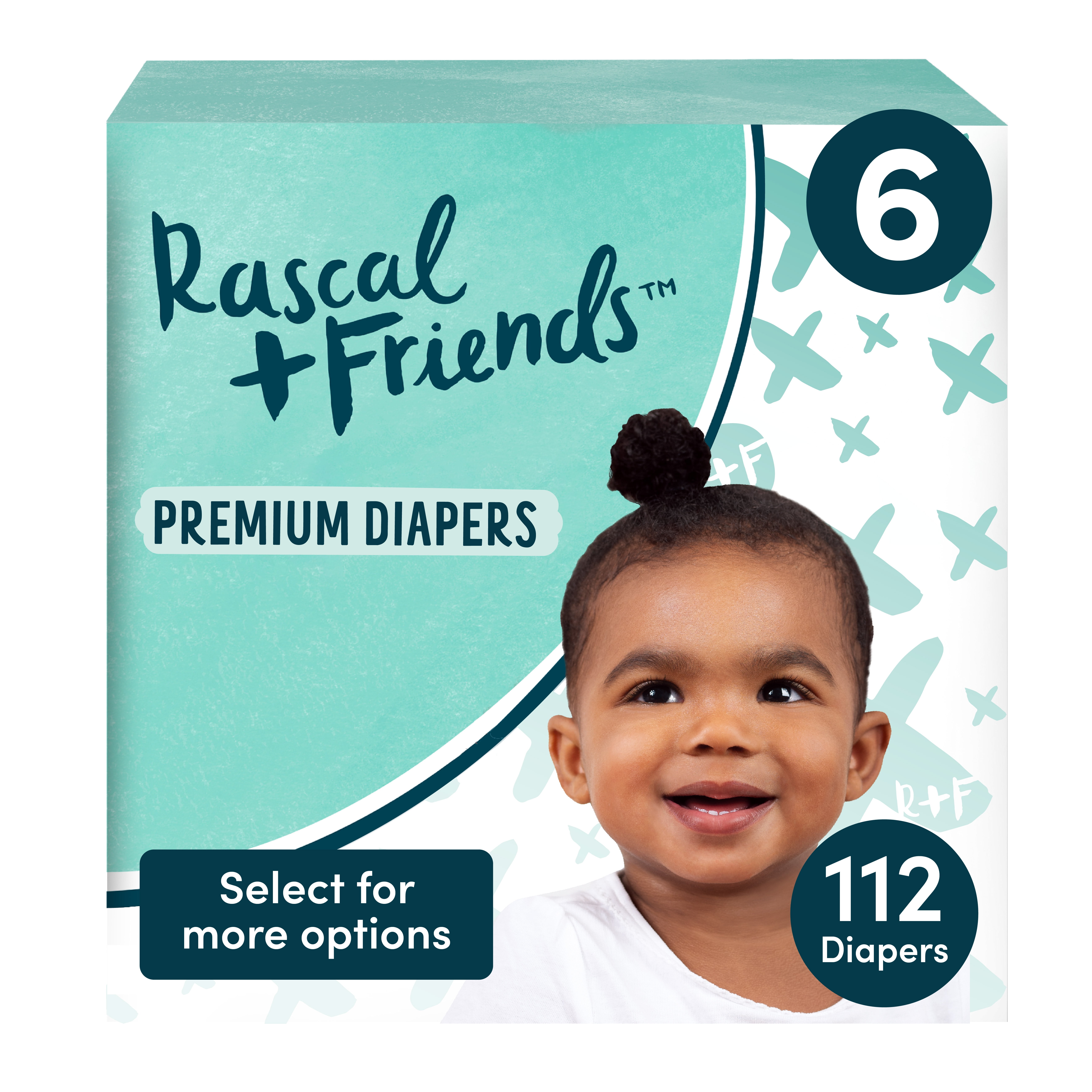 Rascal + Friends Premium Diapers Size 6, 112 Count (Select for