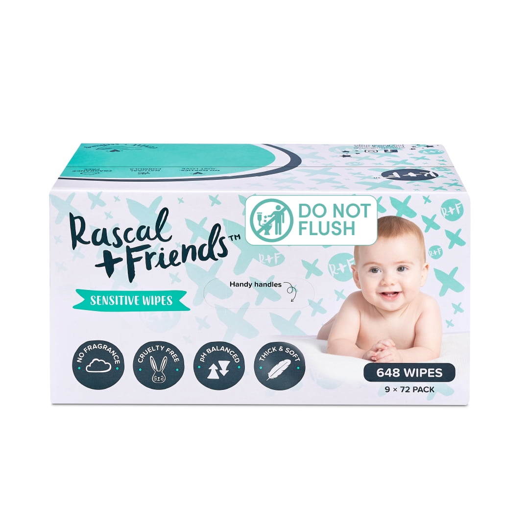 Rascal + Friends Sensitive Baby Wipes 648 Count Bag with 3 Inner