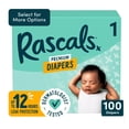 thumbnail image 1 of Rascals Premium Absorbent Baby Diapers Size 1, 100 Count, with 5 Sensitive Infant Wipes, 1 of 9