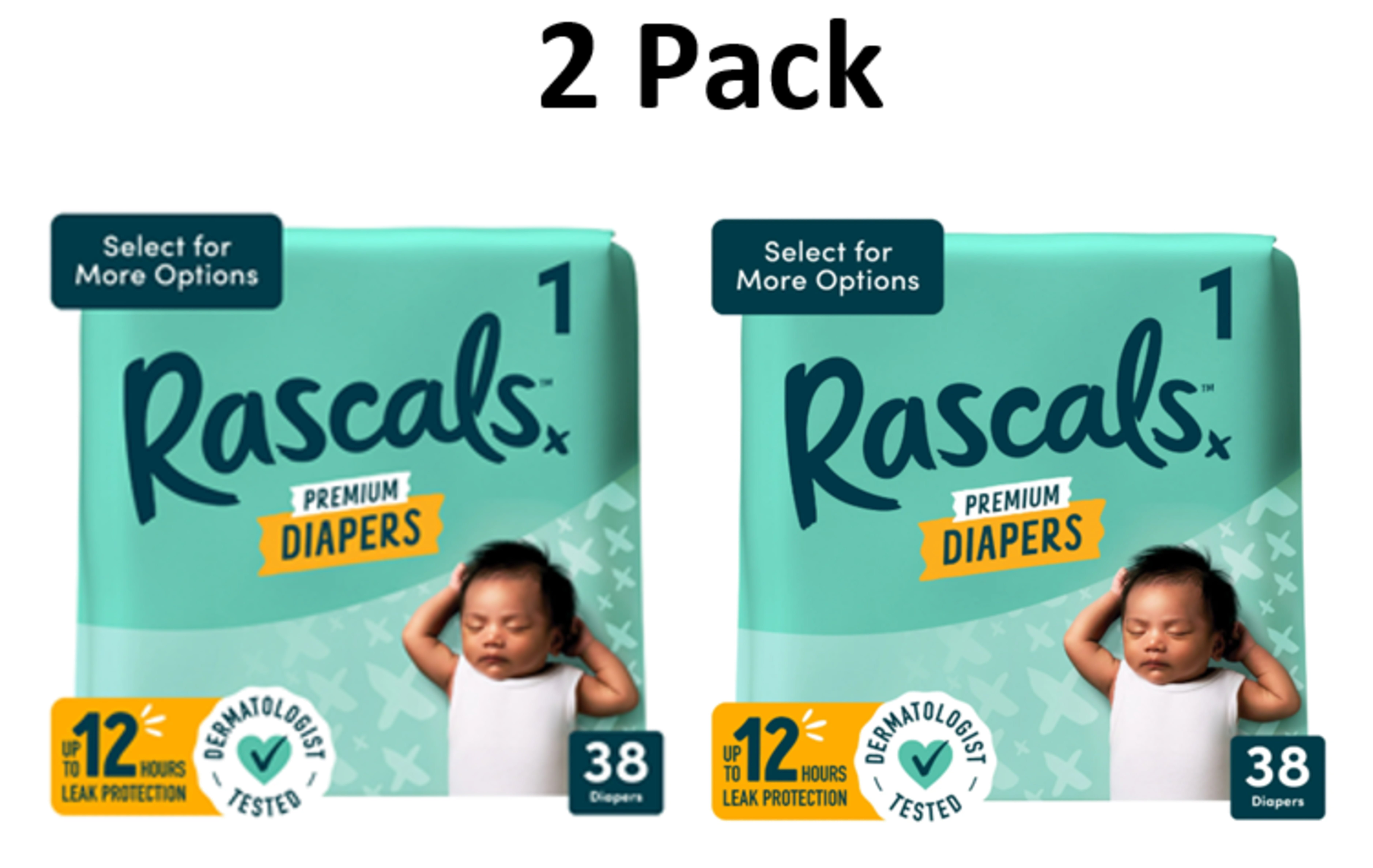 Rascals Premium Absorbent Baby Diapers Size 1, 76 Count - Walmart.com
