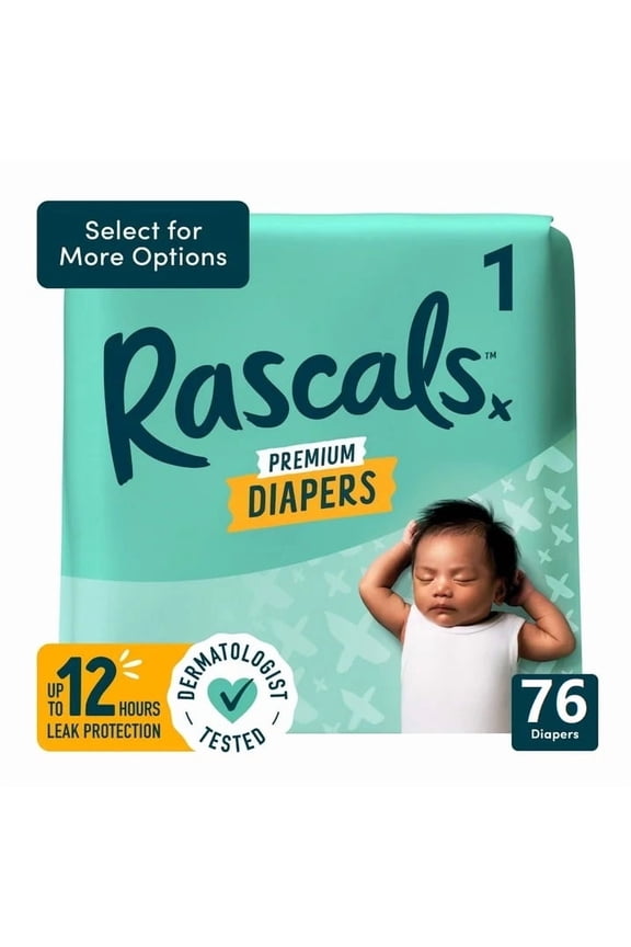 Premium Absorbent Baby Diapers Size 1, 76 Count