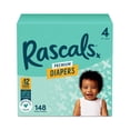 thumbnail image 1 of Rascals Premium Absorbent Baby Diapers Size 4, 148 Count, 1 of 15