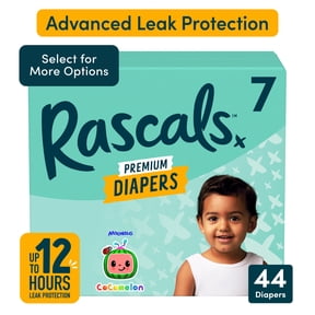 Rascals Premium Absorbent Baby Diapers Size 7, 44 Count