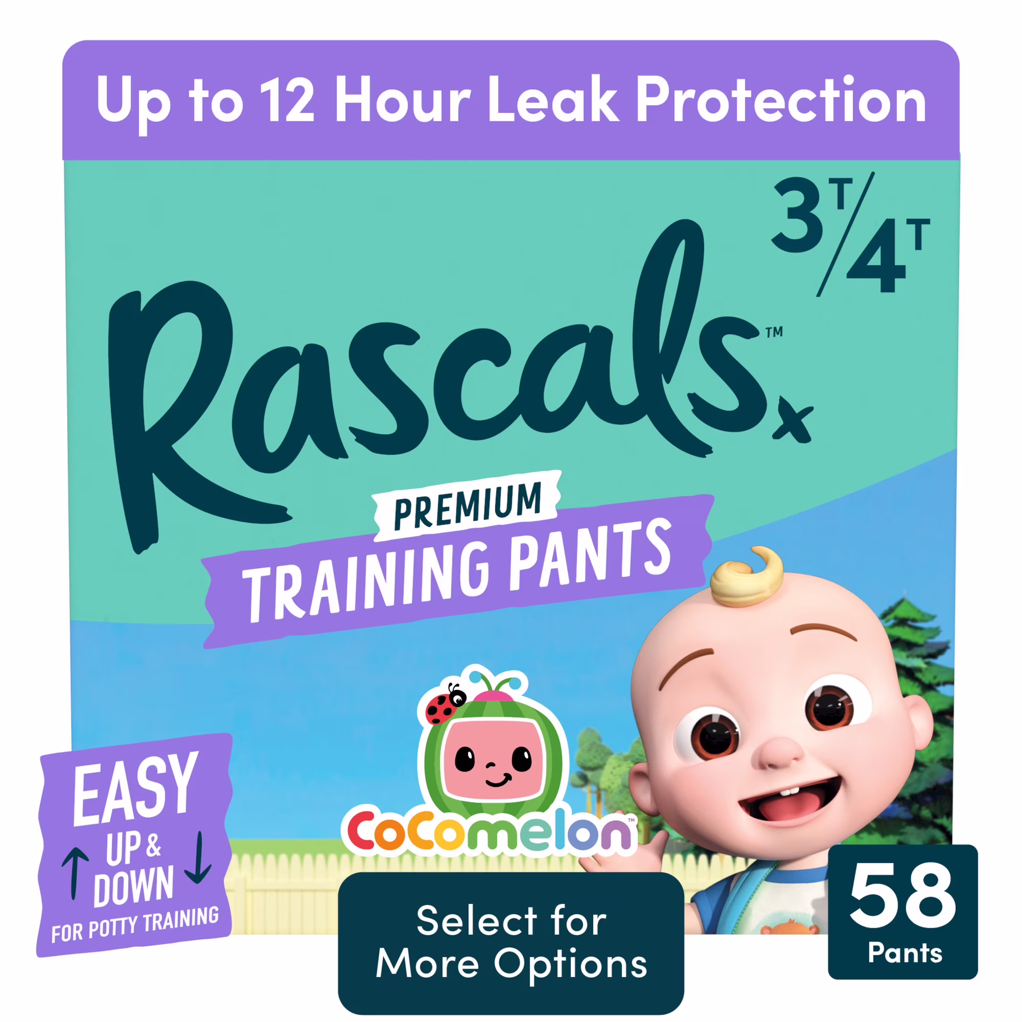 Rascals Premium CoComelon Absorbent Potty Training Pants, 3T-4T (58 Count), Toddler Pull-Up Diapers with Leak Protection