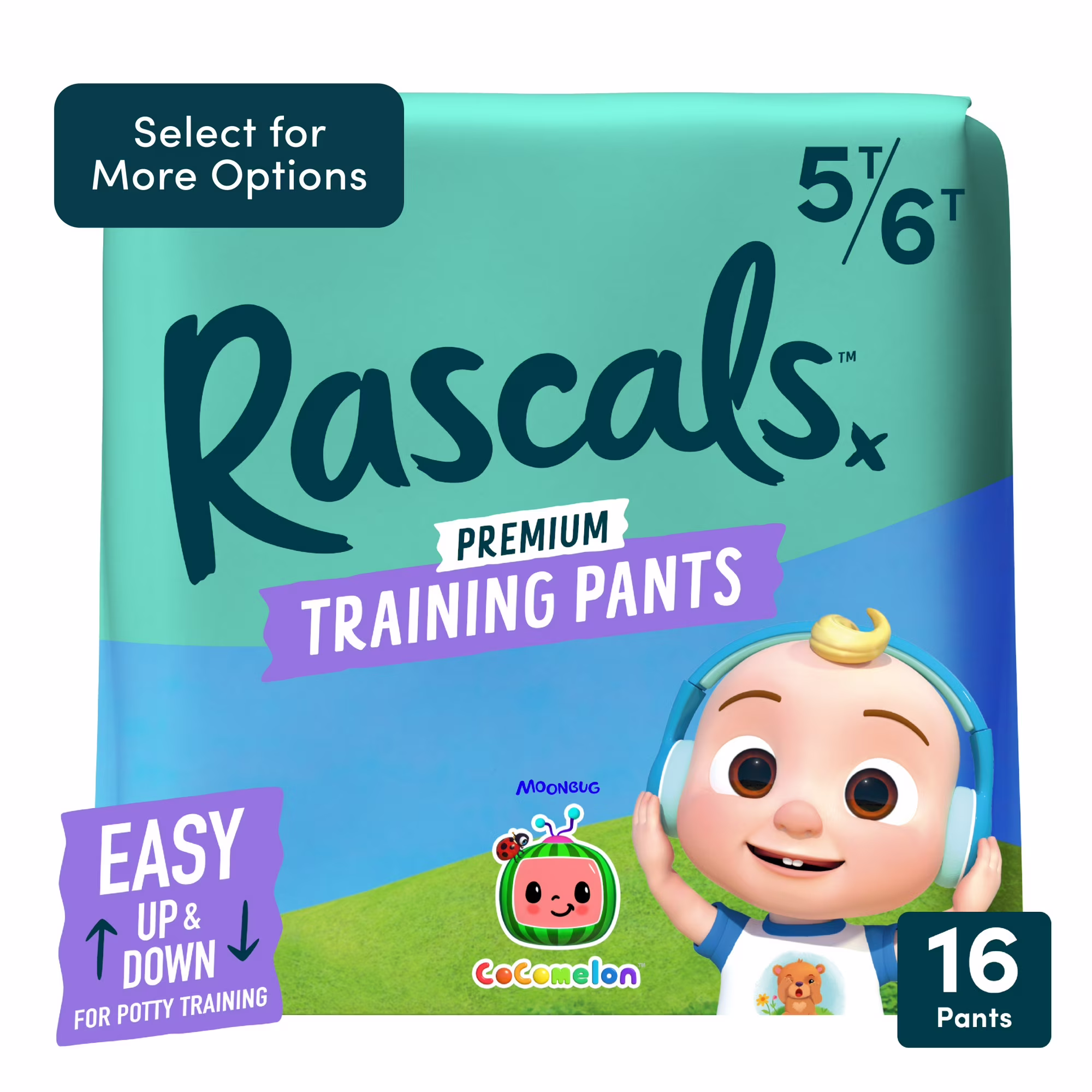 Rascals Premium CoComelon Absorbent Potty Training Pants, 5T-6T (16 Count), Toddler Pull-Up Diapers with Leak Protection