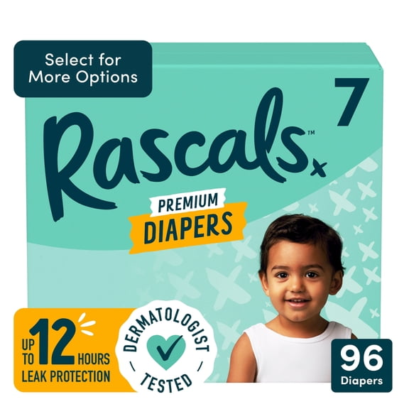 Rascals Premium Cocomelon Absorbent Baby Diapers Size 7, 96 Count