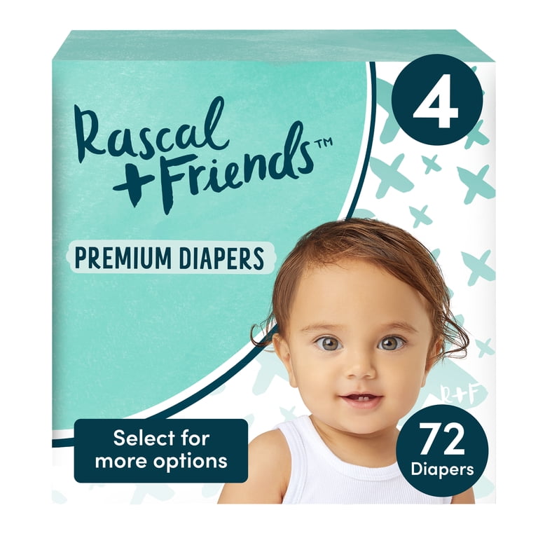 Rascals, Premium Diapers, Size 4, 72 Count Leak Protection