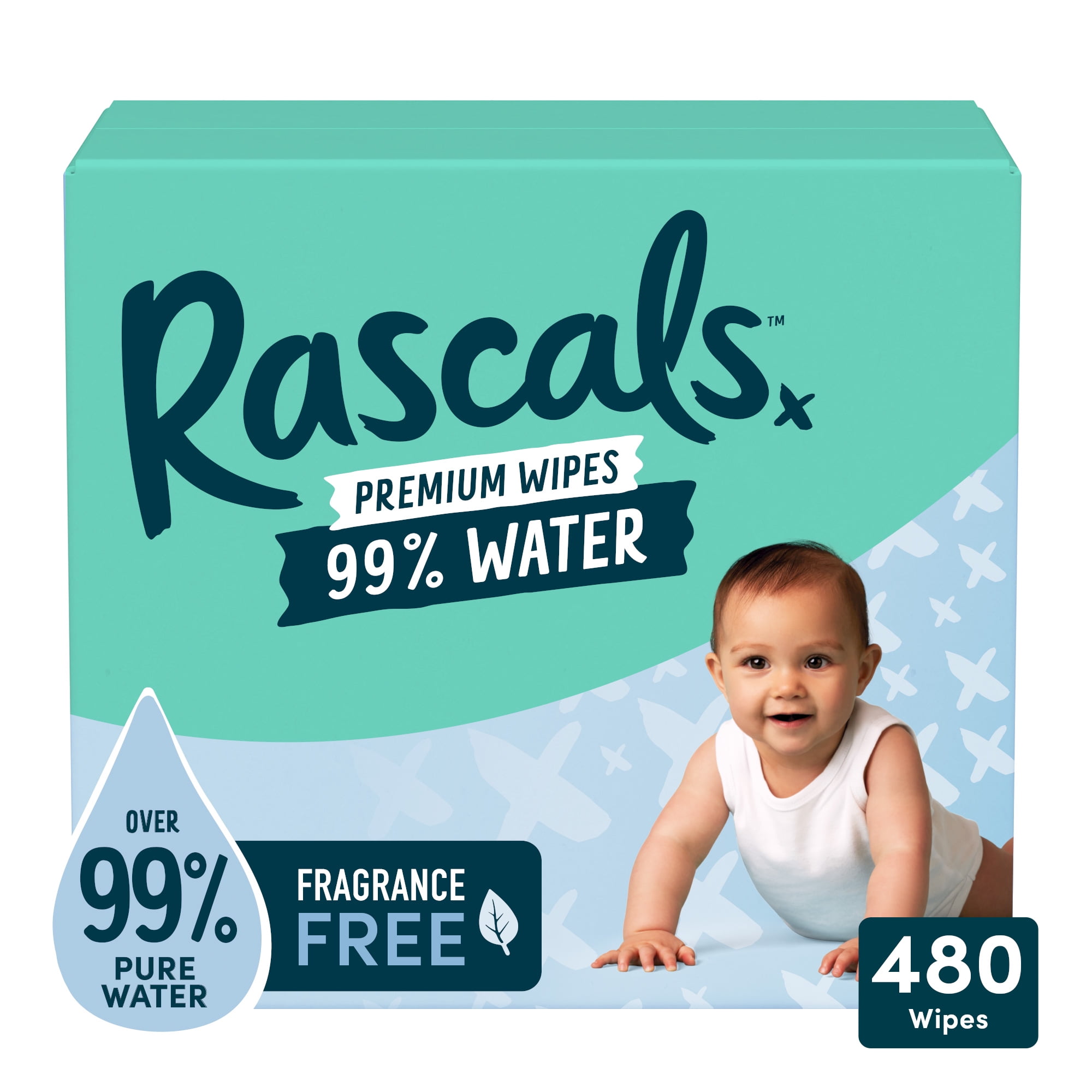 Rascals Water Baby Wipes, 480 Count Wipes, 4 Packs (Select for More Options)