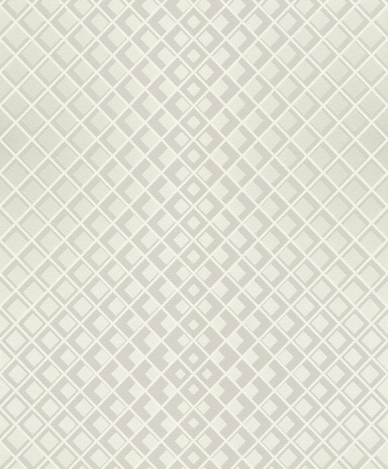 Cream and White 3D Geometric Non-Woven Wallpaper