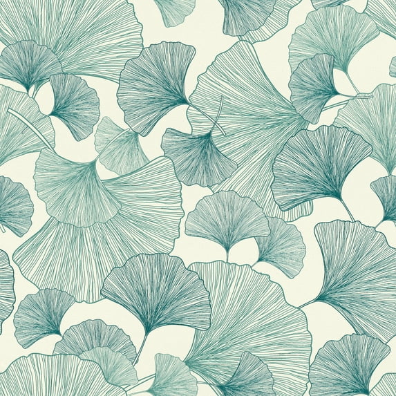 Rasch Waft Teal Ginkgo Wallpaper