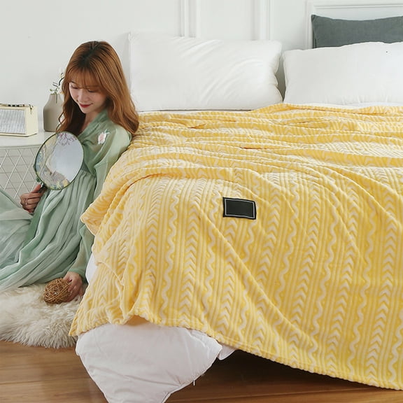 Raschel Blanket,Cozy Plush Sofa Blanket, Yellow 28 x 39 inches All Ages