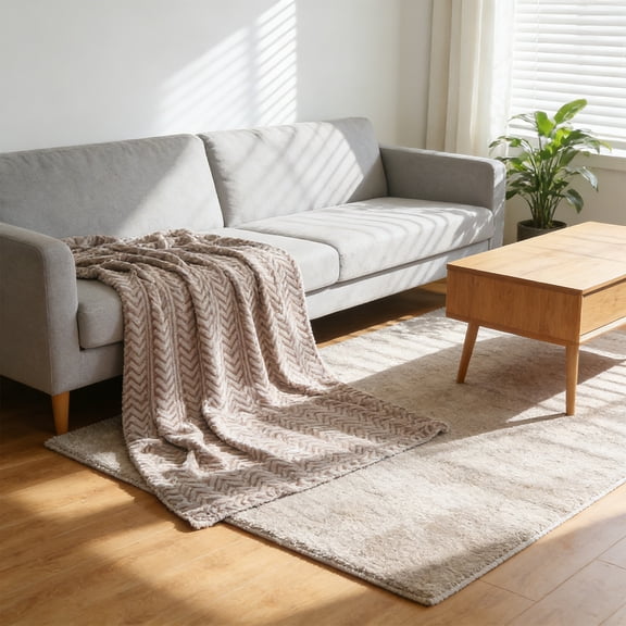 Raschel Blanket, Double Layer Thick Warm Winter Throw With Striped Texture Plush Comfort And Heat Retention, Cozy Bed Sofa Blanket for Bedroom Living Room Cold Nights