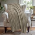 thumbnail image 1 of Raschel Double Layer Fleece Blanket, Soft Thick Polyester Throw | 70x100cm, Warm Winter Bed & Sofa Cover, Ultra Cozy, Multiple Colors, Lightweight, Striped Design, 1 of 6