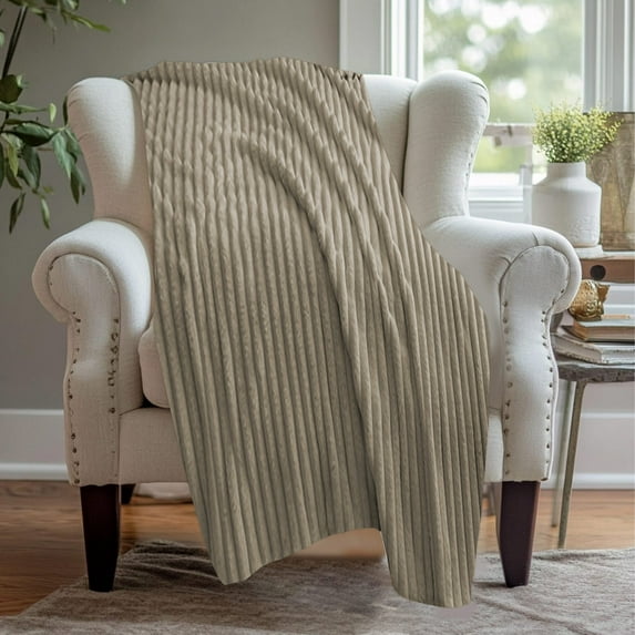 Raschel Double Layer Fleece Blanket, Soft Thick Polyester Throw | 70x100cm, Warm Winter Bed & Sofa Cover, Ultra Cozy, Multiple Colors, Lightweight, Striped Design