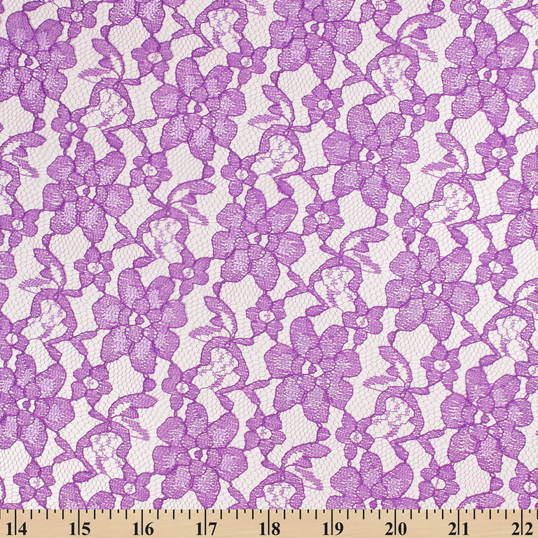 Raschel Lace Fabric 60 Wide Polyester French Floral by the yard (Purple)