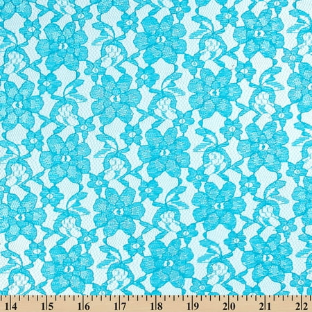 Raschel Lace Fabric 60" Wide Polyester French Floral by the yard (Turquoise)