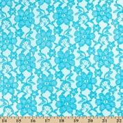 Raschel Lace Fabric 60" Wide Polyester French Floral by the yard Turquoise