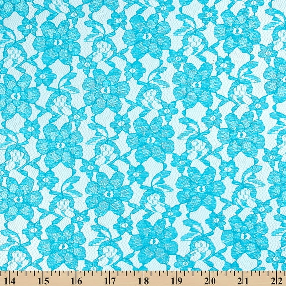 Raschel Lace Fabric 60" Wide Polyester French Floral by the yard (Turquoise)