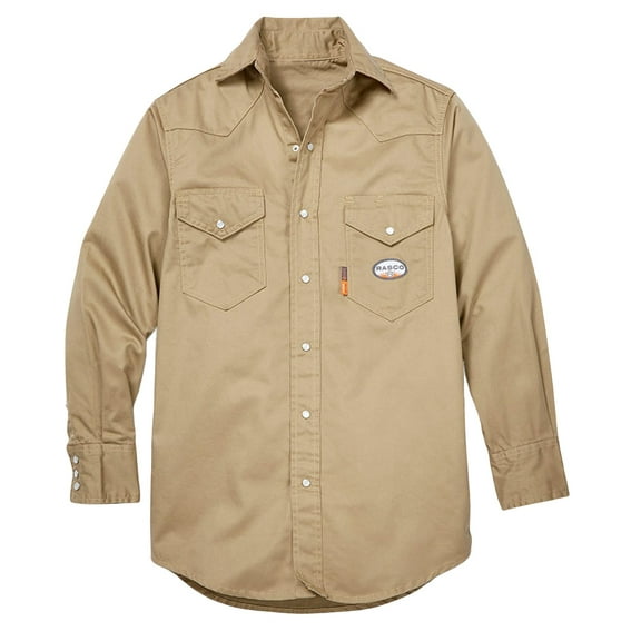 Rasco Men's Fr Lightweight Twill Work Shirt Beige/Khaki XL REG