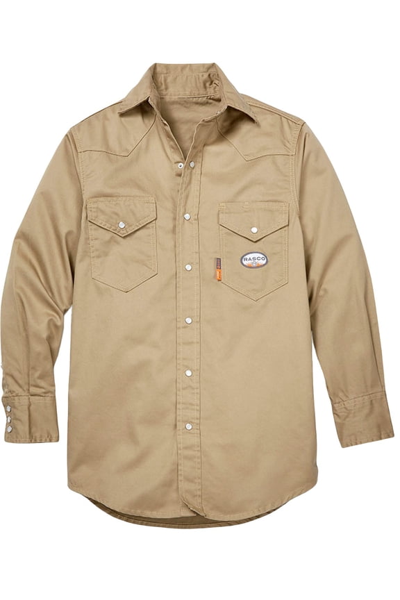 Rasco Men's Fr Lightweight Twill Work Shirt Beige/Khaki XXL REG