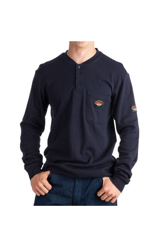 Rasco Men's Men'S Fr Long Sleeve Henley T-Shirt - FR0101NV Medium