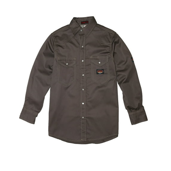 Rasco Men's Fr Solid Lightweight Long Sleeve Pearl Snap Work Shirt - FR1003GY 2XL REG