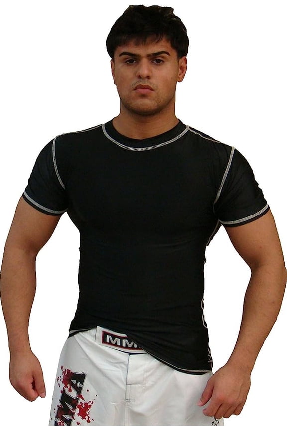 Rash Guard Black Half Sleeve Size 3XL NO Logo Sparring Fitness Rash Guards Grappling, Kickboxing Rash Guards, Fighting, Muay Thai Training Rash Guards