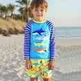 thumbnail image 1 of Rash Guard for Boys Beach Pool Colorful Shark Print Long Sleeve Sun Protection Quick Dry Swimwear for Toddler Kids Boys Kids Swimsuits Blue 3 Years-4 Years, 1 of 7