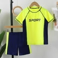 thumbnail image 1 of Rash Guard for Boys Child Toddler Boys Color Block Sporty Letter Print Short Sleeve Baithing Suit Swimwear Bathing Suits for Teens Yellow 7 Years-8 Years, 1 of 7