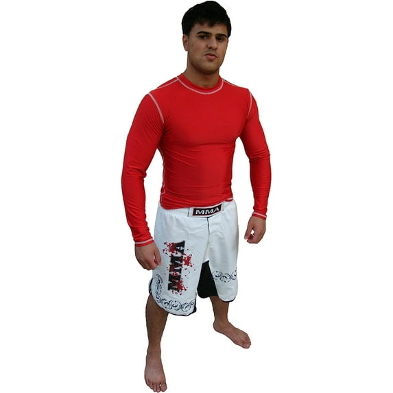 Rash Guard Color Red Full Sleeve Size S NO Logo Sparring Fitness Rash Guards Sports Wear Grappling, Kickboxing Rash Guards, Fighting, Muay Thai Training Rash Guards