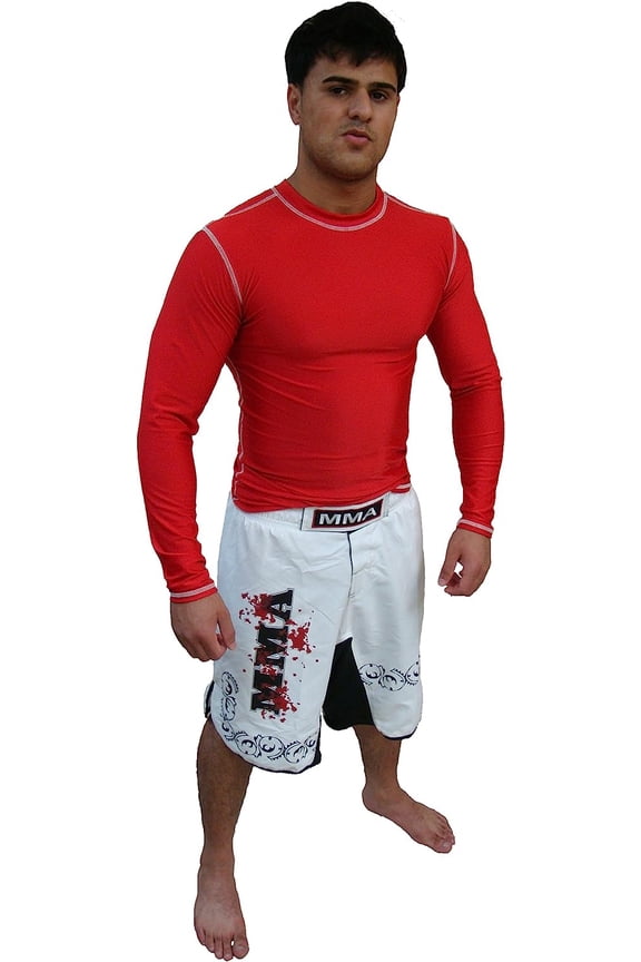 Rash Guard Color Red Full Sleeve Size S NO Logo Sparring Fitness Rash Guards Sports Wear Grappling, Kickboxing Rash Guards, Fighting, Muay Thai Training Rash Guards