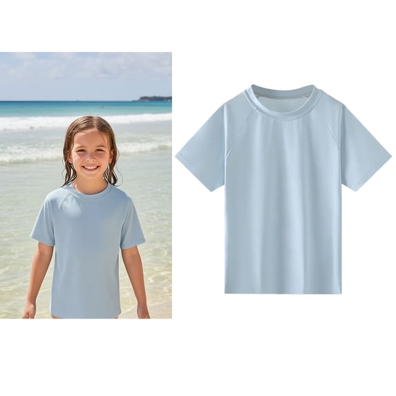 Rash Guard Swim Shirt for Girls Short Sleeve Sun Swimwear Quick Dry Fishing Shirts for Boys 5-6 Years