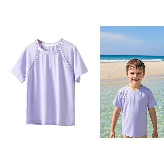 Rash Guard Swim Shirts for Boys Short Sleeve Protection Sun Shirt Quick Dry Rashguard Water Shirt 7-8 Years