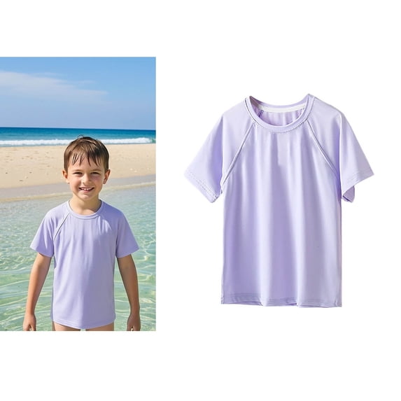 Rash Guard Swim Shirts for Boys Short Sleeve Sun Swimwear Quick Dry Swimming Shirt for Boys 7-8 Years