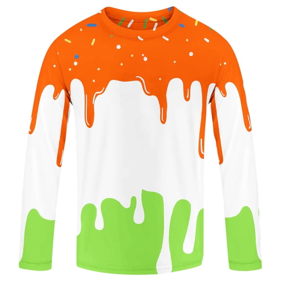 Rash Guard for Boys Long Sleeve, Ice Cream Print UV Sun ProtectionSwim Shirt, Youth Kids Water Shirts for Beach Surf