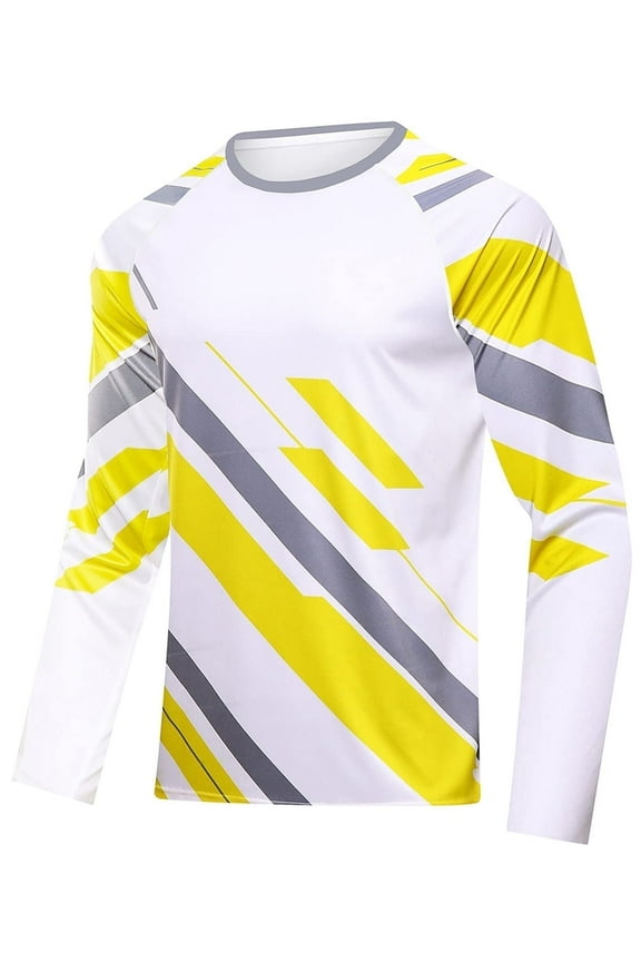 Rash Guard for Men Workout Shirts Quick Dry Swim Shirts UPF 50+ Sun Protection Long Sleeve Men's Clothing Yellow L