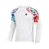Rash Guard for Men Workout Shirts Quick Dry Swim Shirts Sun Protection Long Sleeve Men's Clothing White L
