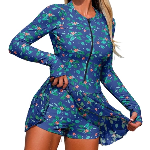 Rash Guard for Women, 1 Piece Modest Swimsuits for Women - Long Sleeve Swimsuits Swim Shirt