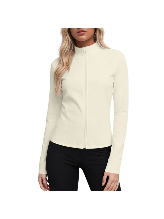 Rash Guard for Women Full Zip, Zip Up Long Sleeve Swim Shirts for Women, Surfing Top Sun & UV Protection S-5XL