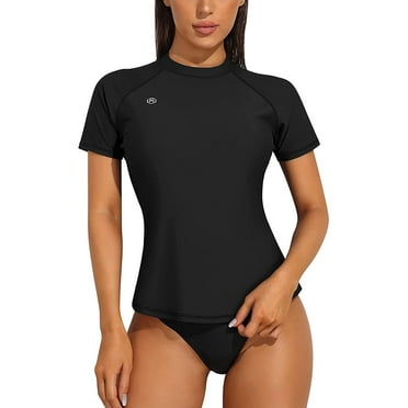 Charmo Rash Guard for Women Short Sleeve Swimwear Shirts UPF 50+ Basic Swimsuit Top