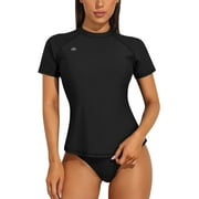 Rash Guard for Women Short Sleeve Swim Shirts UPF 50+ Basic Rashguard Top
