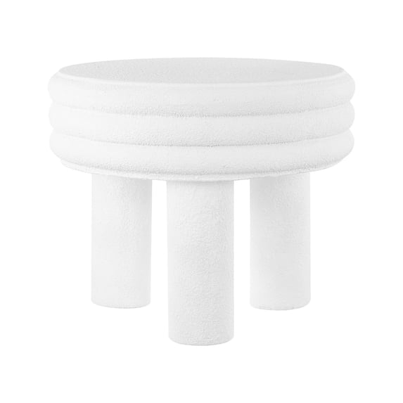 Rashida 17.75" Contemporary Minimalist Curvy High Accent Table , White Frosted