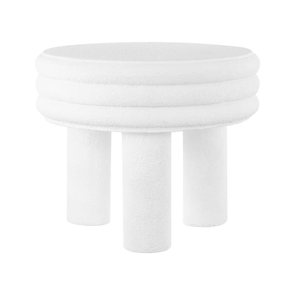 Rashida 17.75" Contemporary Minimalist Curvy High Accent Table , White Frosted