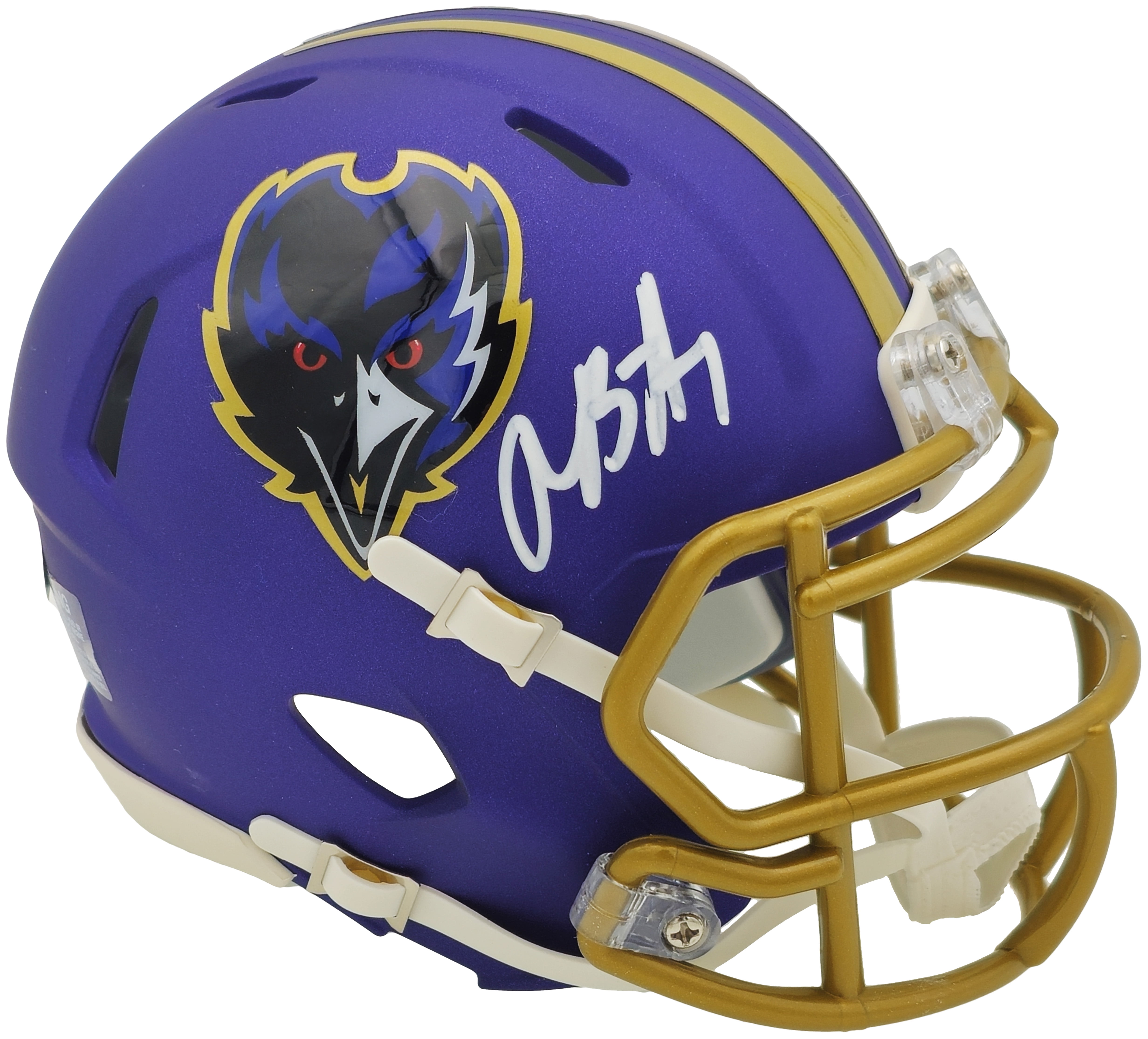 Rashod Bateman Autographed Baltimore Ravens 2024 Alternate Purple Speed Mini Helmet Beckett BAS Witness 238351