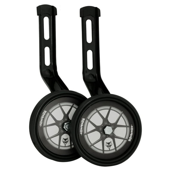 Raskullz Adjustable Kids Bicycle Training Wheels, Fits 12-20" Bikes, Black/White