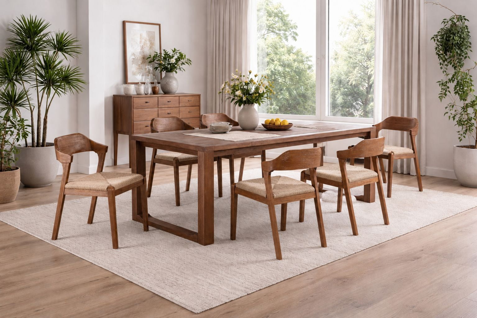 Rasmus 7pc Rush Dining Set - Chestnut Wire-Brush Finish