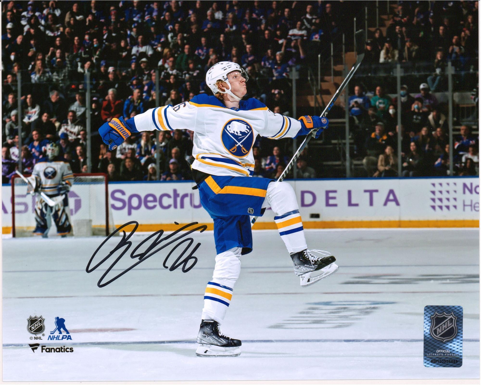 Rasmus Dahlin Buffalo Sabres Autographed 8" x 10" White Jersey Celebration Photograph - Fanatics Authentic Certified